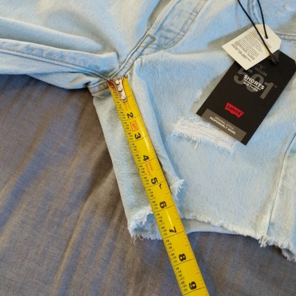 Levi's 501 Mid Thigh Bermuda Jean Denim Long Shorts Pants - Picture 12 of 15